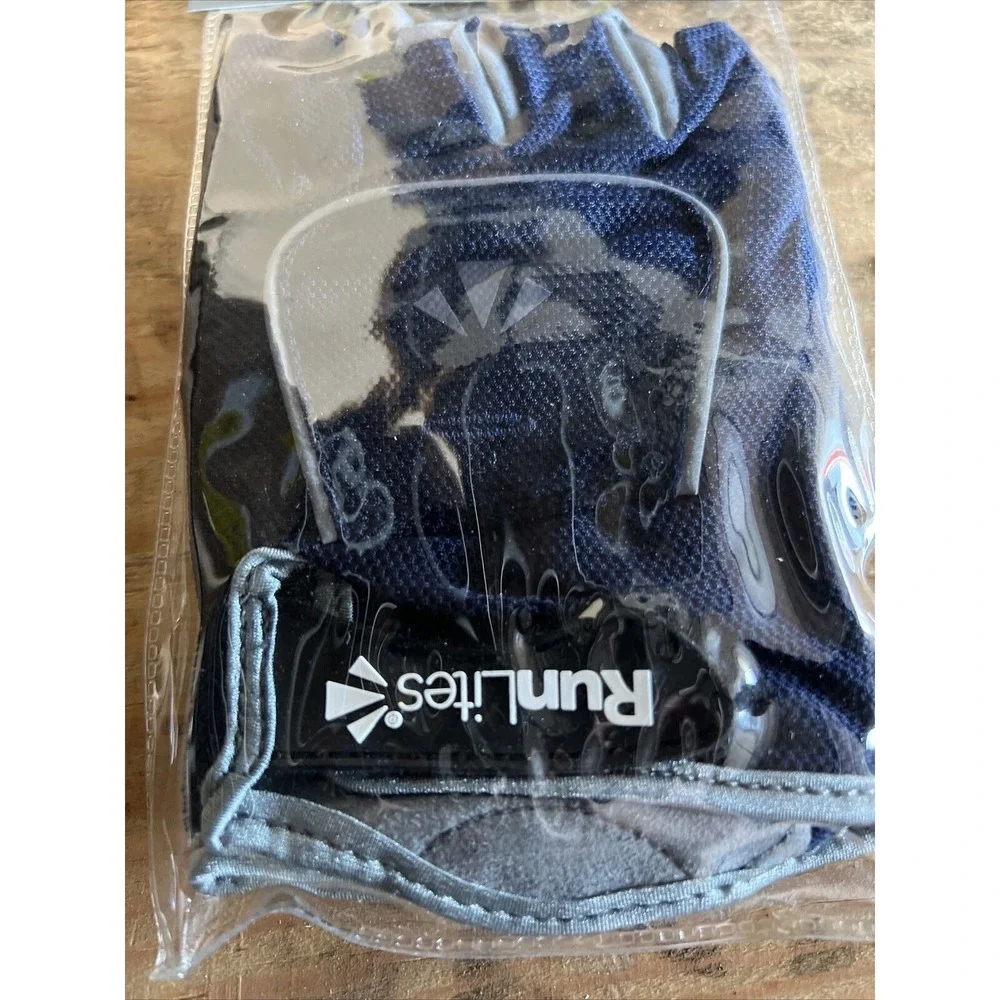 RunLites Cycling Bike Padded Fingerless Light Gloves With Battery Navy Size XL